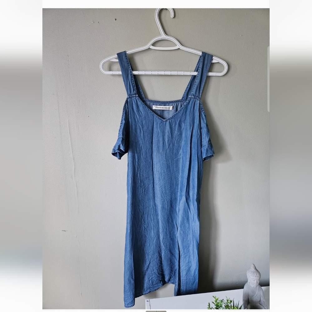 Blue Cold Shoulder Dress